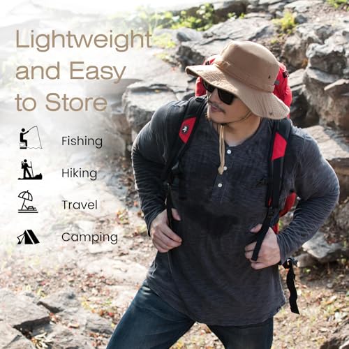 Image of Bucket Hat Wide Brim UV Protection Sun Hat Boonie Hats Fishing Hiking Safari Outdoor Hats for Men and Women