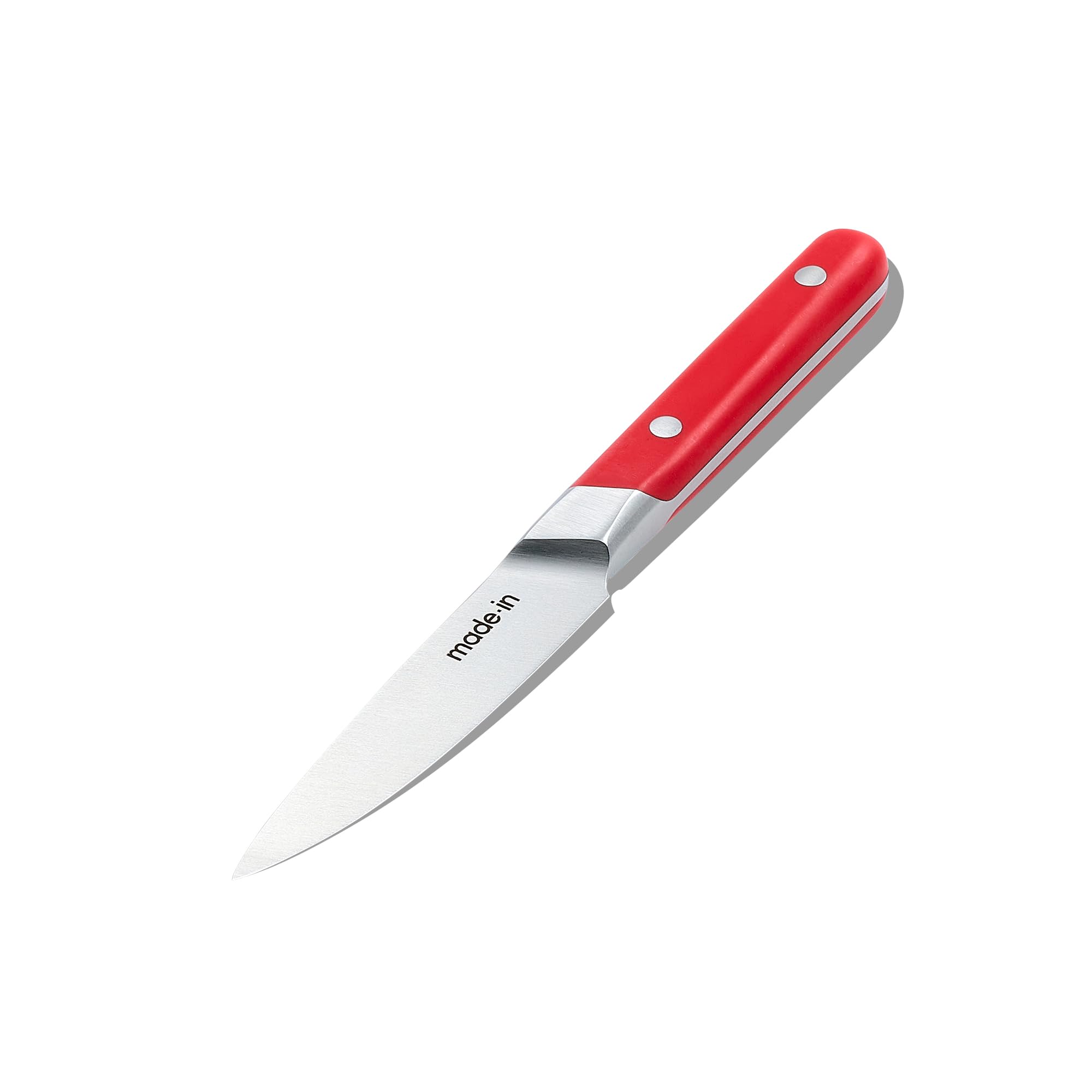 Made In Cookware - 4" Paring Knife - Crafted in France - Full Tang With Pomme Red Handle