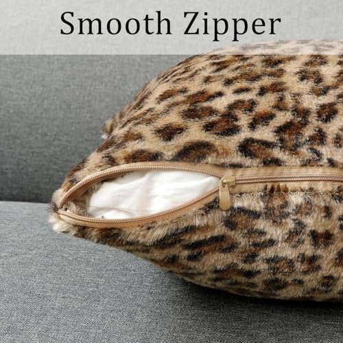 6 Pack Leopard Printed Series Pillow Covers,Soft Plush Animal Theme Faux Fur Decorative Throw Pillowcase Home Decor Cushion Cover,18x18 inch (CASE ONLY)