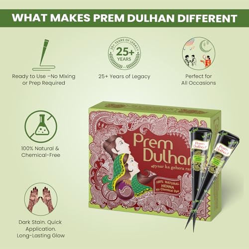 Image of Prem Dulhan Mehendi Cone 12pc in 1 box - Pack of 10