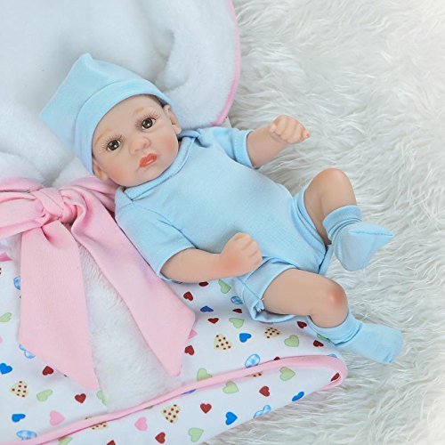 iCradle Reborn Baby Doll Realistische Mini 10 Inch 26cm Lebensechtes Kleinkind Frühchen Silikon Neugeborene Puppen für Kinder Spielteppich Geschenk Ganzkörper Zwilling Babypuppen – Bild 5
