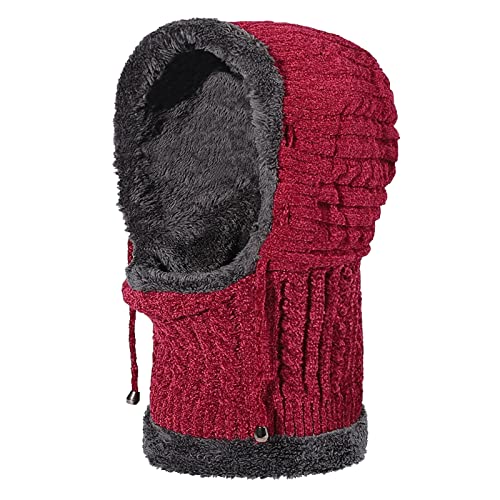 Mujeres Protección Sombrero Invierno Otoño Cap Y Ajustable Hombres Espesado Oreja De Una Pieza De Punto Caliente Sombreros Chapka Hombre, vino., Talla única Cover
