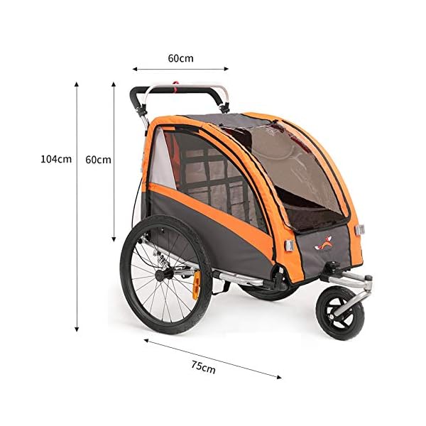 Kinderfahrradanhänger und Kinderwagen 2 in 1 Anhänger Jogger für Kinderfahrradanhänger mit Buggy-Set + Federung BT504S… – Bild 7