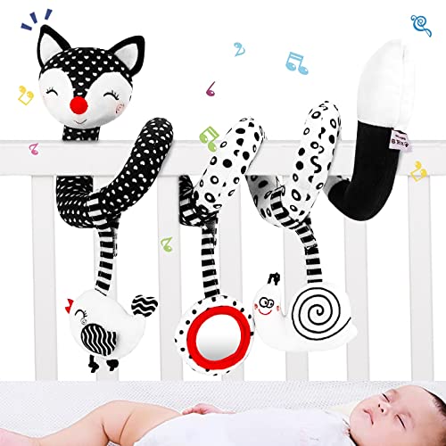 Image of teytoy Spiral Car Seat Toy, Black and White High Contrast Stroller Activity Toy Car Seat Toys for Babies Boys Girls, Hanging Carseat Toys for Crib Mobile, Newborn Toy Gift