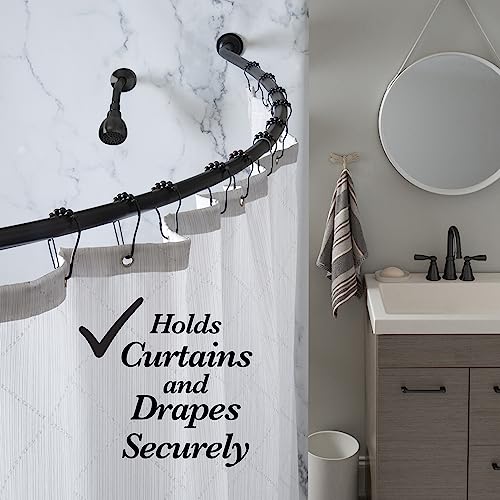 Bath Bliss Curved Shower Rod | Adjustable 42\"-72\" Inch | Bathroom Shower Curtain and Liner Rod | 33% More Space | Wall Mounted | Easy Installation | Matte Black - Thumbnail 2