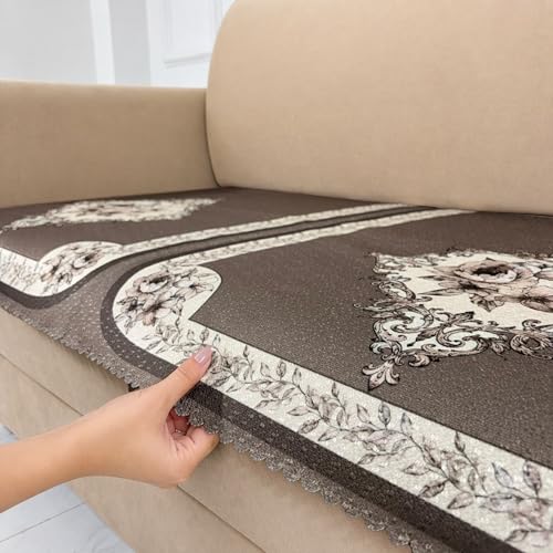 Image of Homerz Premium Waterproof Jasmine Joe Sofa Seat Cover - Floral Printed Sofa Protector | Non-Slip, Washable & Durable Sofa Protector (Coffee, 6 (3+2+1) Seater)