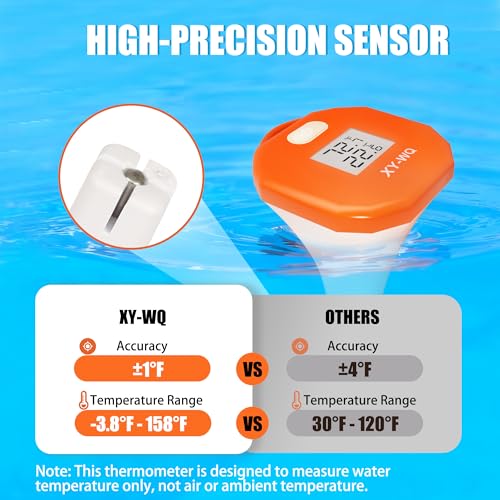 Image of XY-WQ Digital Pool Thermometer, Easy-to-Read, Large LCD, IPX8