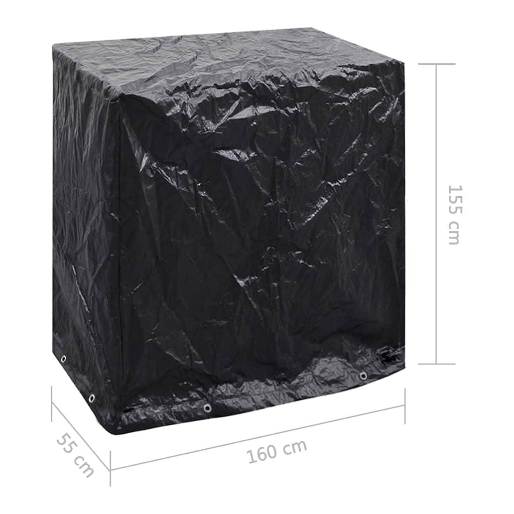 Copertura per mobili da giardino e tavoli da ping pong, 160 x 55 x 182 cm | materiale PE, 8 occhielli in alluminio, lavabile, 2 pezzi, con corda di fissaggio