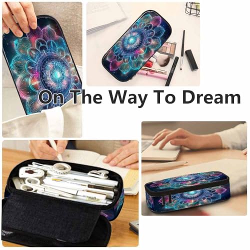 Image of Yekiua Mandala Pencil Pouch Abstract Tribal Ancient Geometric Star Galaxy High Capacity Pencil Case Stationary Bag Cosmetics Bag Colorful