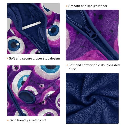 Purple Eyes on Seamless Toddler Fleece Jacket Girl Boys Hooded Fleece Jacket Coat Warm Outwear Zip-up 3-10T3