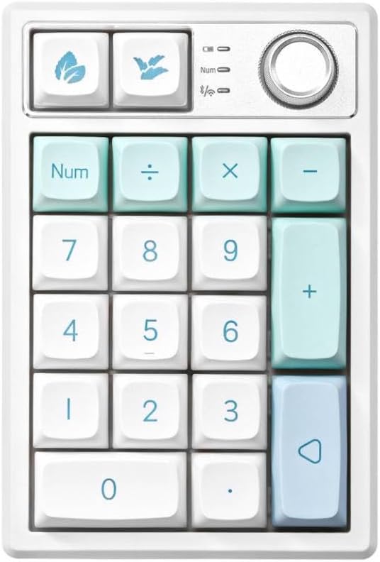 Wireless Mechanical Numeric Keypad with Custom Knob Hot Swappable Gasket Mount RGB Backlit PBT Keycaps Compatible with YZ19 Mint 19(Mint)