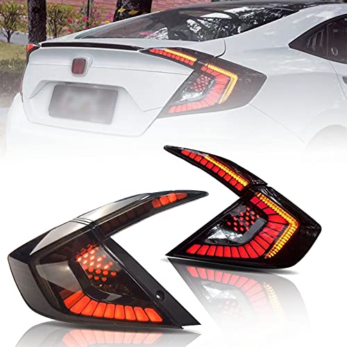 RXC LED Tail Lights Rear Lamps Assembly Compatible for Honda Civic 10th gen Sedan 2016 - 2022 w Sequential Turn light with Dynamic Animation Breathing DRL (Set of 2)