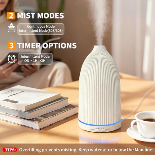 Image of URPOWER 100ML Essential Oil Diffuser Ultrasonic Cool Mist Humidifier with 7 LED Lights, Timer & Auto-Off Quiet Aromatherapy Scent Diffuser for Home Bedroom Office Relaxation