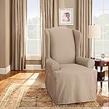 Sure Fit Duck Solid Wing Chair Slipcover - Linen (SF27661)