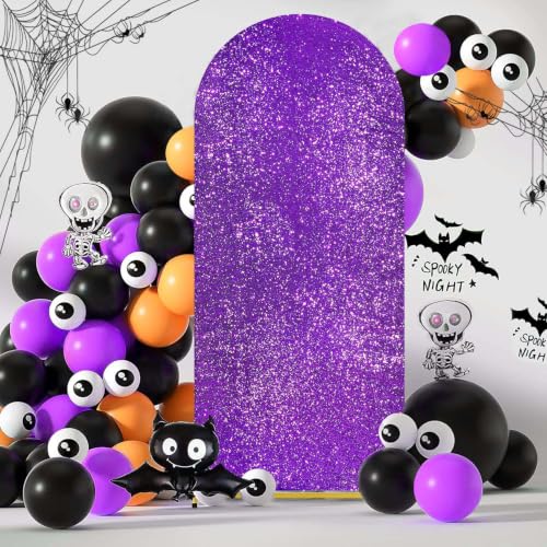 Image of Purple Arch Cover 7.2 ft Sequin Arch Backdrop Cover Balloon Arch Cover Party Background for Birthday Party Ceremony Graduation Banquet Decoration