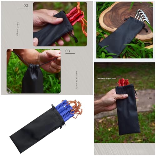 Bolsa para Estacas de Tienda de Campaña de Aluminio 6 Piezas con Cordón Negro 8.46 x 3.54 pulgadas miniatura 6
