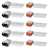 GUIRUIMOON Deutsch DT 12 Pin Connector Kit Waterproof Male Female Plug Socket Quick Disconnect Stamped Contacts Gauge 14-20 AWG Wire for Cars, Motorcycles.（12P 5 sets）