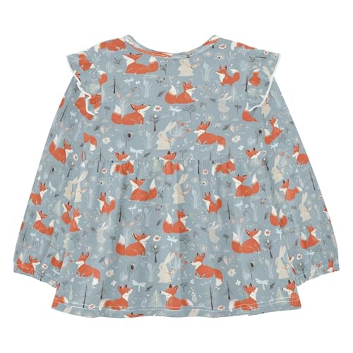 Fox Paly with Rabbit Girls Shirts Cotton Long Sleeve Ruffle Toddler Tee Tops2