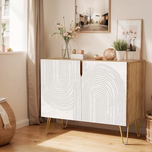 SIGNWIN Sideboard Buffet Cabinet, Kitchen Storage Cabinet with 2 Doors,