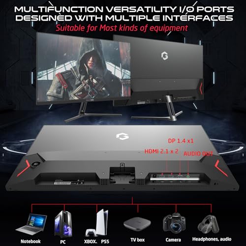 GAMEON 24” IPS Gaming Monitor – FHD 1920x1080, 165Hz Refresh Rate, 1ms Response Time, Edge-Lit LED Display, Antiglare 3H Hard Coating, HDR Support, Two HDMI Ports, FreeSync G-Sync, GOE24FHD165 - Black