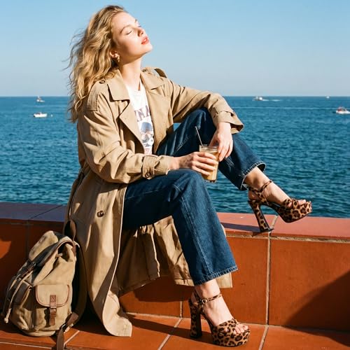 Image of Platform Heels for Women Chunky High Heel Sandals with Ankle Strap, Open Toe Dress Shoes for Work Party Evening Wedding