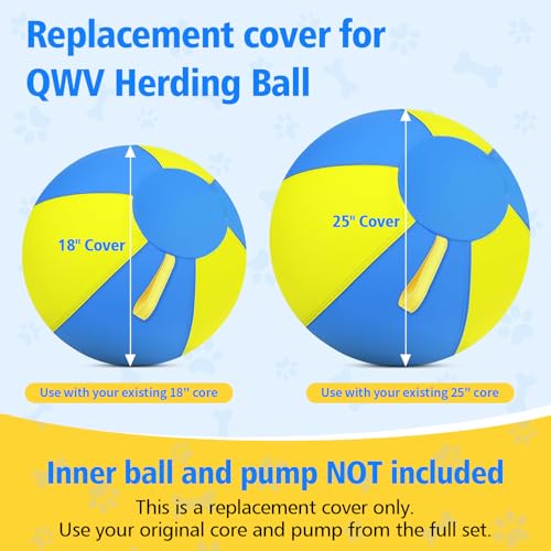 Image of 18 Inch Cover for Small /Medium Herding Ball, Heavy Duty 1000D Oxford Anti-Tear Replacement Cover, Durable Protective Shield for Interactive Play & Exercise (Cover Only)