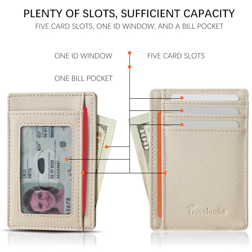 Image of Travelambo Slim Wallet Front Pocket Minimalist Leather RFID Blocking Medium Size