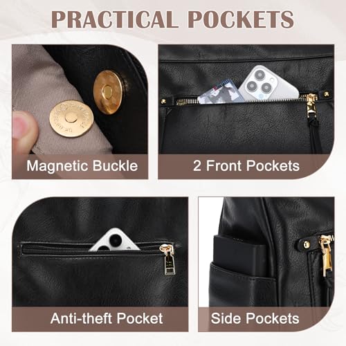 Hobo Bags for Women, Vegan PU Leather Shoulder Bag Ladies Handbag Set Crssbody Tote Bag with Two Detachable Shoulder Straps for Work Travel - Image 5
