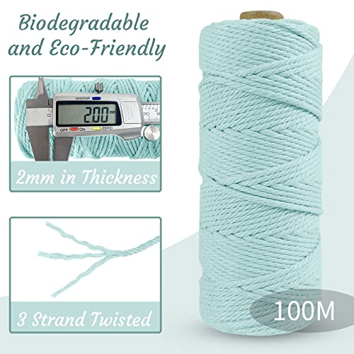 LEREATI Macrame Cord 2mm x 100m, Thick Macrame Rope Natural Cotton Rope Craft String - Image 3
