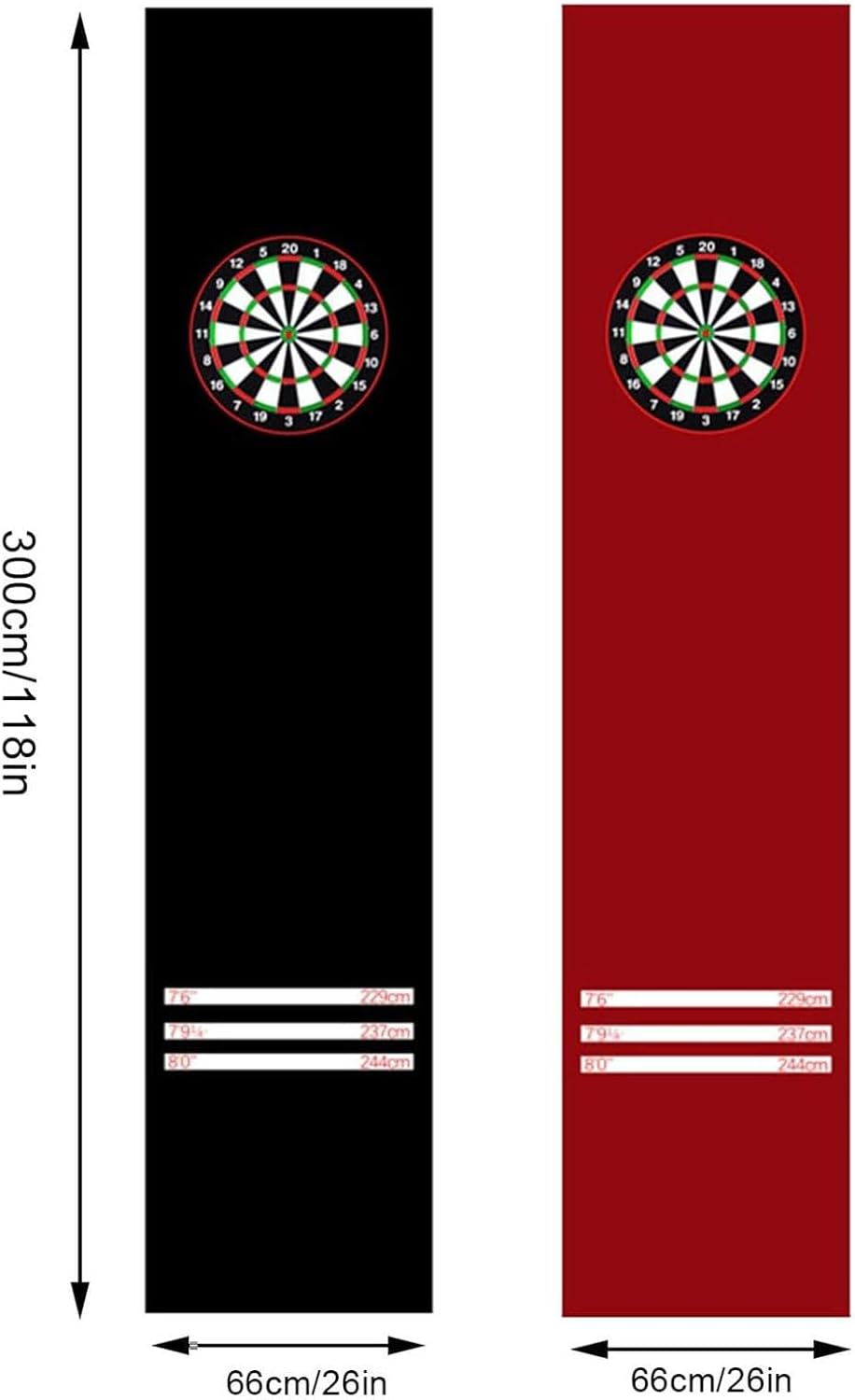 Rubber Darts Board Mat, Non-Slip Dart Carpet with Throwing Lines, Professional Dart Floor Mat Soundproof Floor Protector for Dart Game,Red