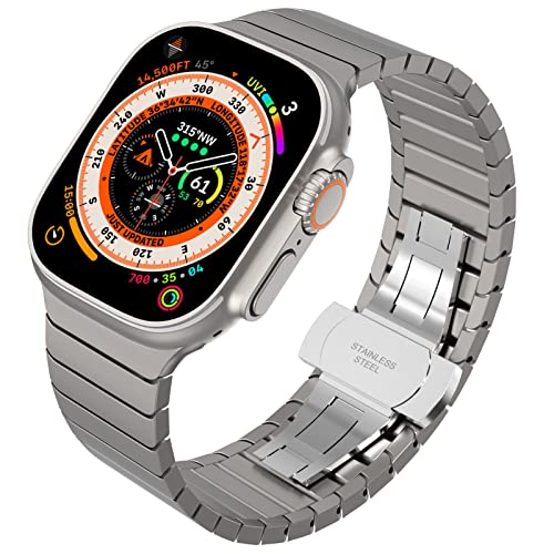 NewWays 38mm 40mm 41mm 42mm(Series 11/10) Metal Strap Compatible with Apple Watch,Solid Stainless Steel Link Replacement Band for iWatch Series 11/10/9/8/7/6/5/4/3/2/1/SE,Titanium - Image 4