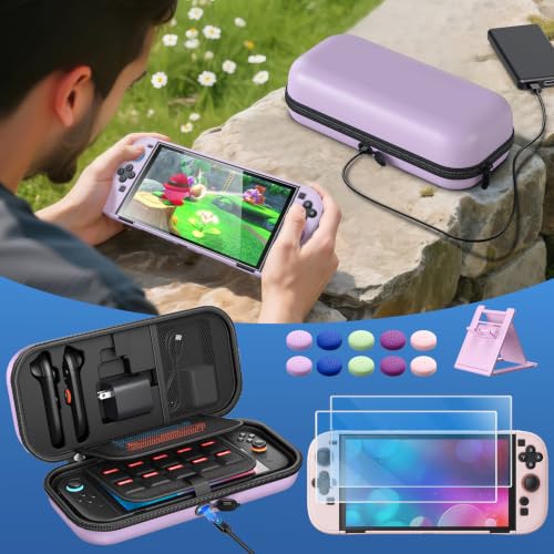 Image of [Charge inside] Carrying Case for Nintendo Switch 2 2025 / Switch OLED with Adapter and for Joy Cons Storage, Travel Case with Clear Protective Case for Switch 2 Console