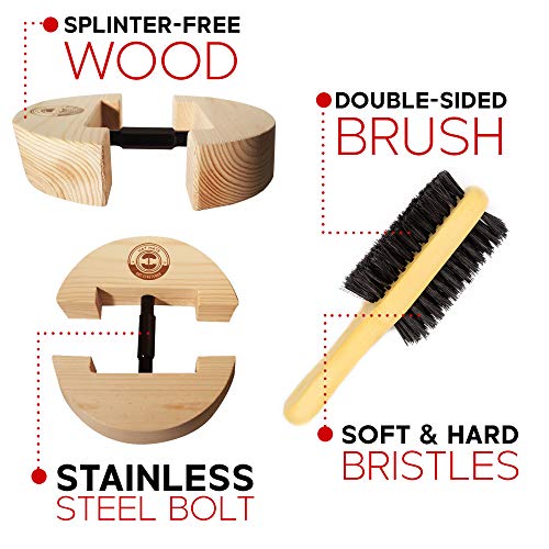 Wooden Hat Stretcher with Bonus Hat Brush