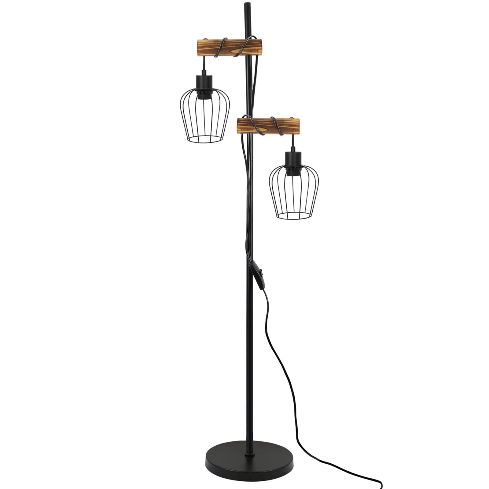 Lampadaire Vintage Industriel Bois et Métal pour Salon Chambre