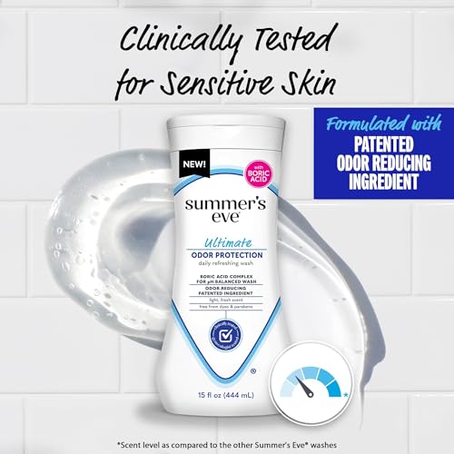 Image of Summer's Eve Ultimate Odor Protection Daily Feminine Wash,pH-Balanced Formula Body Wash for Women with Boric Acid Helps Control Vaginal Odor,15 Fl Oz,(Pack of 3)