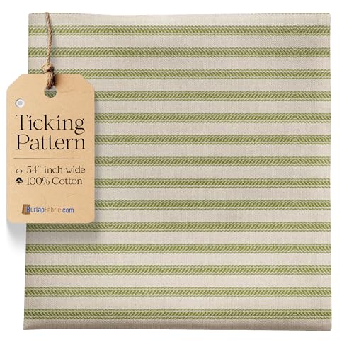 Premium Olive Striped Ticking Fabric – 54" Wide 100% Cotton for Upholstery, Quilting, and Home Décor Projects – Made in the USA
