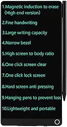 Mini tablet de escrita LCD atualizado, blocos de desenho eletrônicos reutilizáveis apagáveis de 16,5 cm, bloco de rascunho eletrônico, canetas para pendurar (preto)