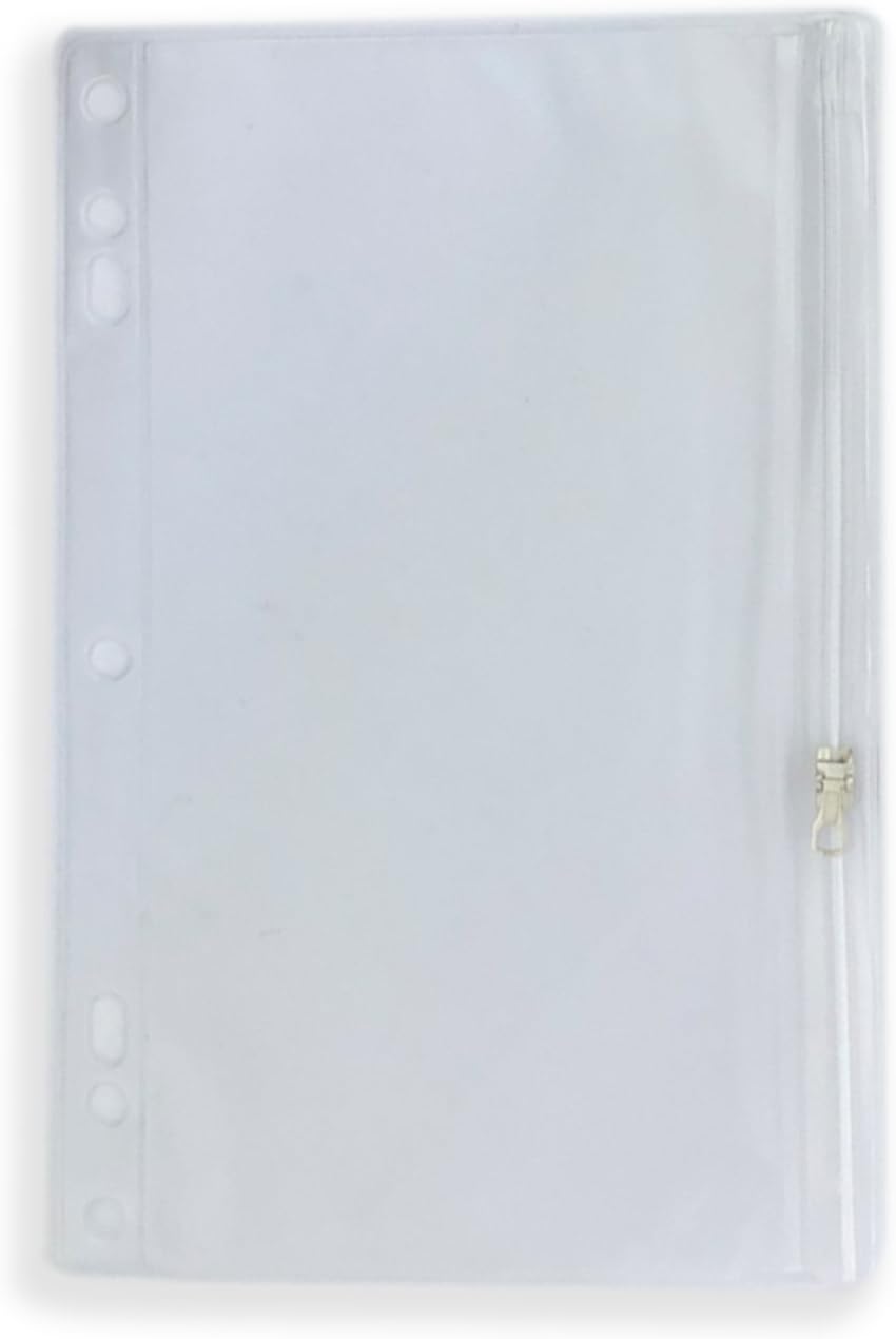 Vinyl Ring Binder Pockets - 9 ½ x 6 Inches - Fits All Standard Ring Binders - Zip Closure to Secure Your Belongings - 24-Pack