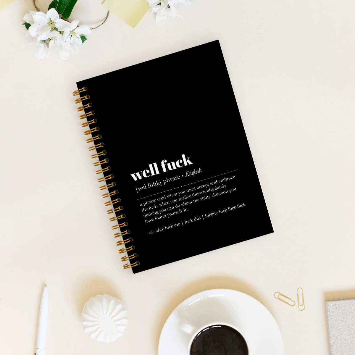 Tizzer Funny Well F Definition - Cuaderno de tapa dura rayado en espiral para notas de trabajo, diario, 5.5 x 8.3 pulgadas, regalos de condolencias para mal día, pérdida de trabajo, pérdida de