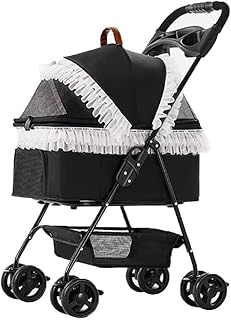 Carrinho para animais de estimação para cães e gatos Carrinho de passeio dobrável para animais de estimação de 4 rodas separável Carrinho de passeio premium para cães e gatos Carrinho de passeio destacável com copo (branco)