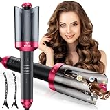 Vylto Automatic Curling Iron, Automatic Hair Curler with 1' Large Rotating Barrel & 4 Temps Hair Curler, Safety Anti-Scald & Anti-Tangle Curling Iron, Fast Heating Auto Curler for Hair Styling-Grey