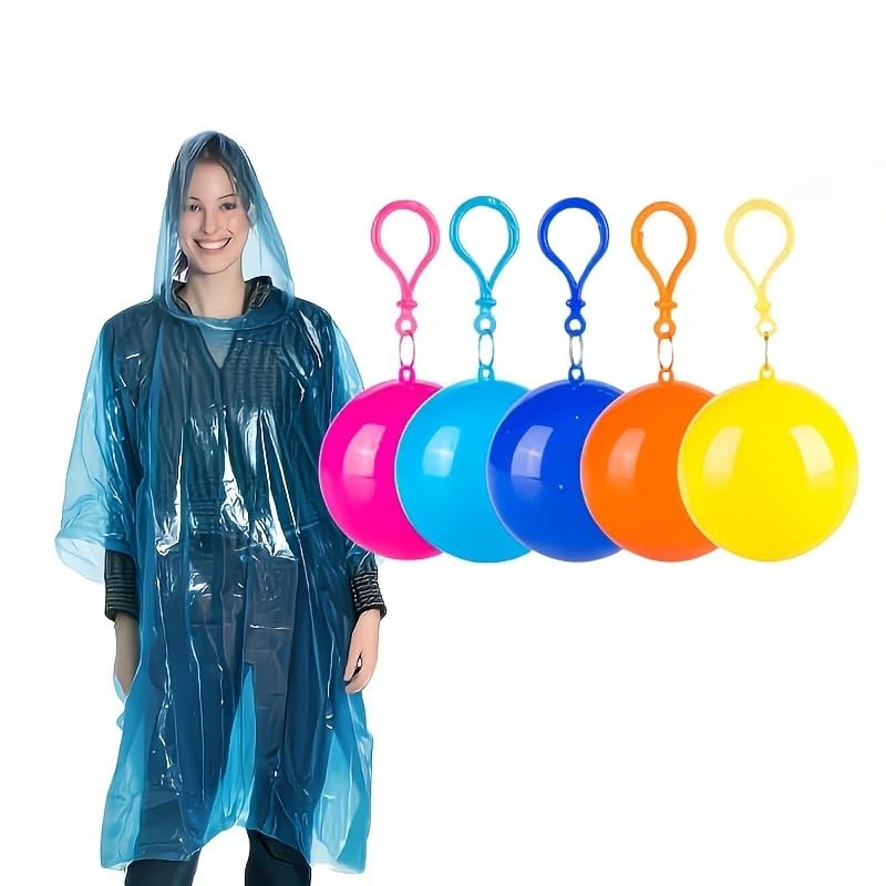 4pcs Poncho de emergencia para adultos, compacto con almacenamiento en bola para llavero, impermeable ligero para ciclismo, montañismo y deportes al aire libre miniatura 1