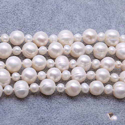 JYX Multi Strand Pearl Necklace 5x10mm White Freshwater Cultured Pearl Necklace for Women 20" - Image 5
