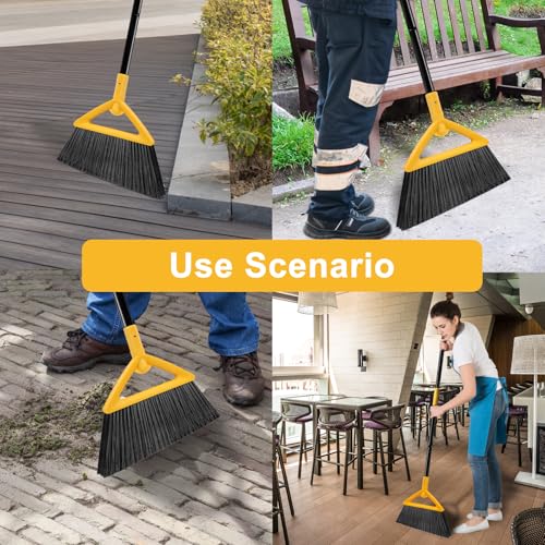 Image of Heavy Duty Yellow Angle Broom with Long Handle - 2 Pack