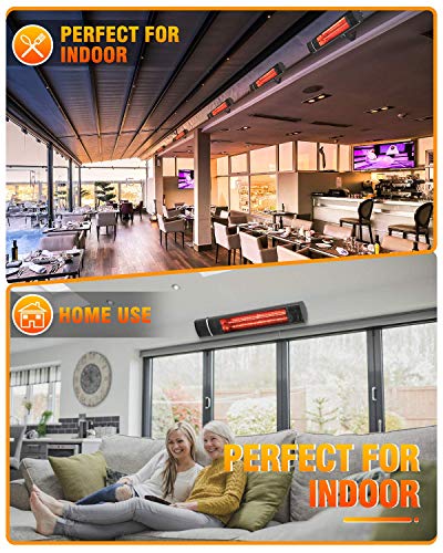 Sunday Living Electric Patio Heater, 1500W Outdoor Heater with 3 Power Settings,Overheat Protection, Infrared Heater with Remote Control, Super Quiet Wall Mounted Space Heater, In/Outdoor, TW15R