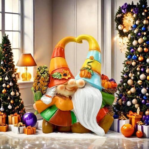 Gartenzwerge Dekoration Für Haus - Herbstdeko Gartenzwerg - Harz Figur Saisonale Herbstdekoration Für Tisch Innen Außen Garten – Bild 4