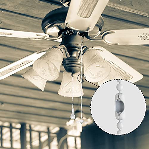 Ceiling Fan Pull Chain Set Elfcab Including 4Pcs 12 Inch 3Mm Beaded Ball Fan Pull Chain Pendant Extra 8Pcs Pull Loop Connectors And 2Pcs 36 Inches Fan Pull Chain Extension (White) #TOP6