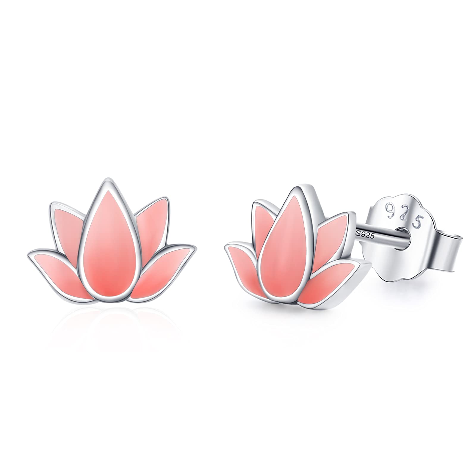 Lotus Studs Earrings Om Earrings Sterling Silver Hypoallergenic Small Lotus Flower Earrings for Sensitive Ears Lotus Studs Yoga Meditation Jewelry