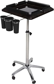 Salon Tray on Wheels, Stainless Steel Salon Tray Cart Adjustable Height Storage Tray, Hair Extension Tool Tray Cart Height Adjust Movable Hairdressing Cart Tool Holders Stand for Hair Salon