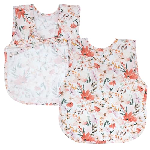 Image of BapronBaby Peachy Dreams Bapron - No Neck Tie Safer Bib for Baby & Toddler - Soft Waterproof Stain Resistant - Machine Washable - Sz Baby/Toddler 6m-3T